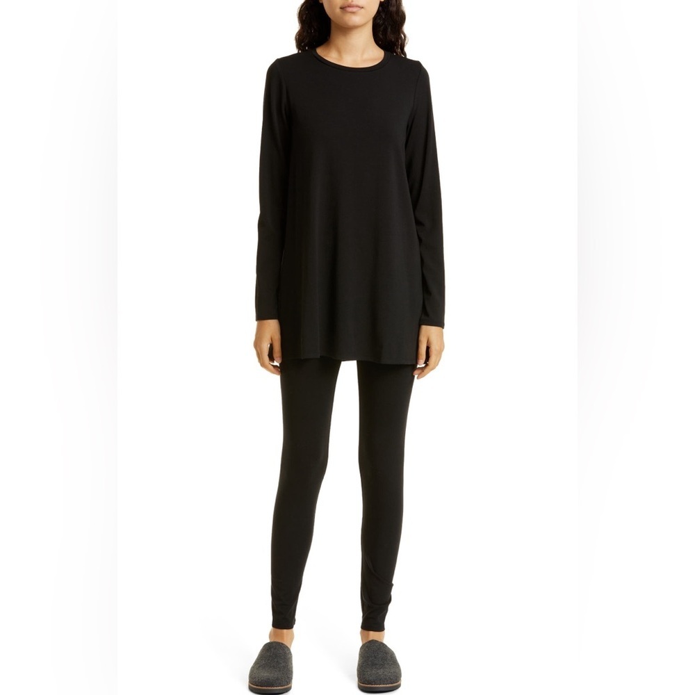 Eileen Fisher Black Long Sleeve Crewneck Tunic Top – Size Medium
